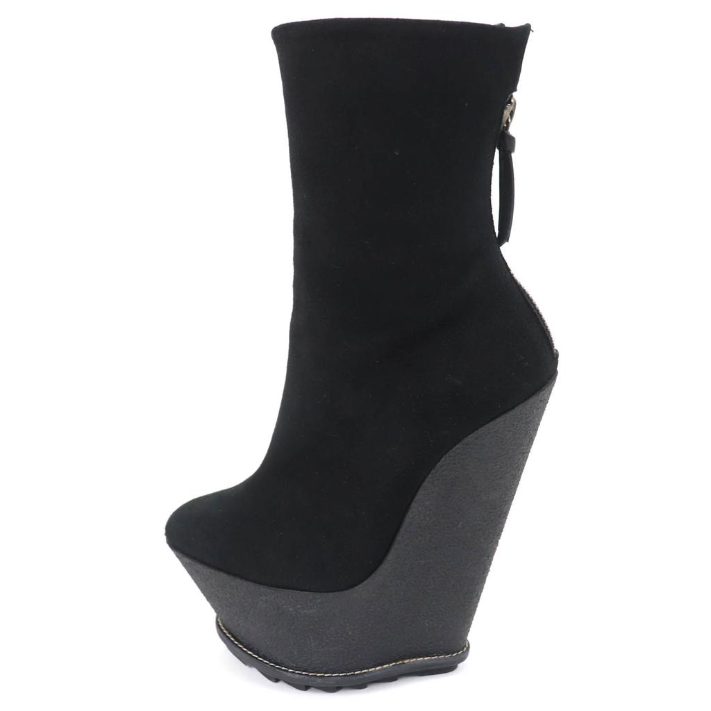 Excellent GIUSEPPE ZANOTTI Ankle boots Wedge sole black Suede leather Women 35 Used