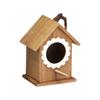 Wall Mounted Wooden Bird House Handmade Weather-Resistant Bird Nest Box with Hanging Rope Decorative Bird Breeding Box