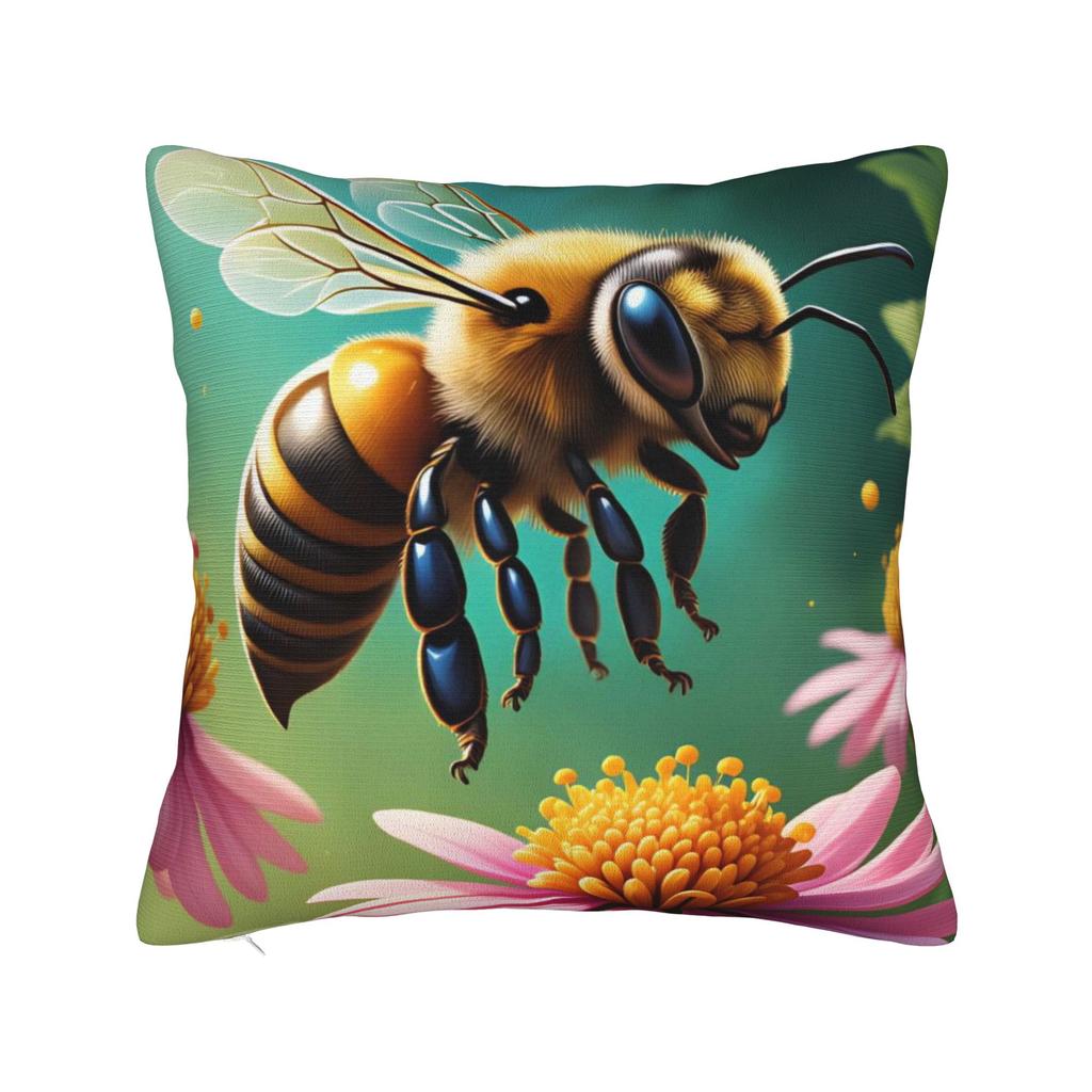 Bee and Flowers Pillow Cover Comfy Cushion Cover Fashion Pillow Case For Sofa Home Decoration