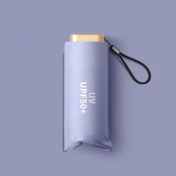 Compact Five-Fold Umbrella: Portable Pocket Sun Capsule with Black Glue Sunscreen, Ultra-Light for Sun and Rain.