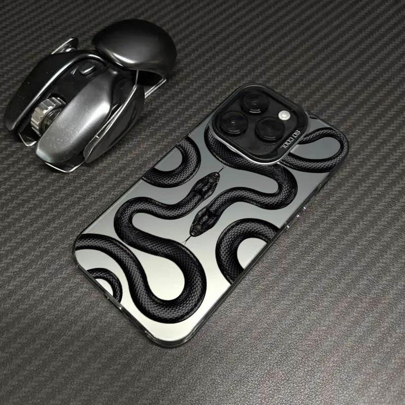 Stylish and Trendy Black Snake IPhone 17 Pro Phone Case, 16/15mm Laser Case, 14cm Apple 12 Drop-proof 11Xs Max