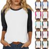 Shirt für Damen, modisch, lässig, Raglan-Ärmel, Rundhalsausschnitt, 3/4-Ärmel, lockeres bedrucktes T-Shirt, Damenoberteil
