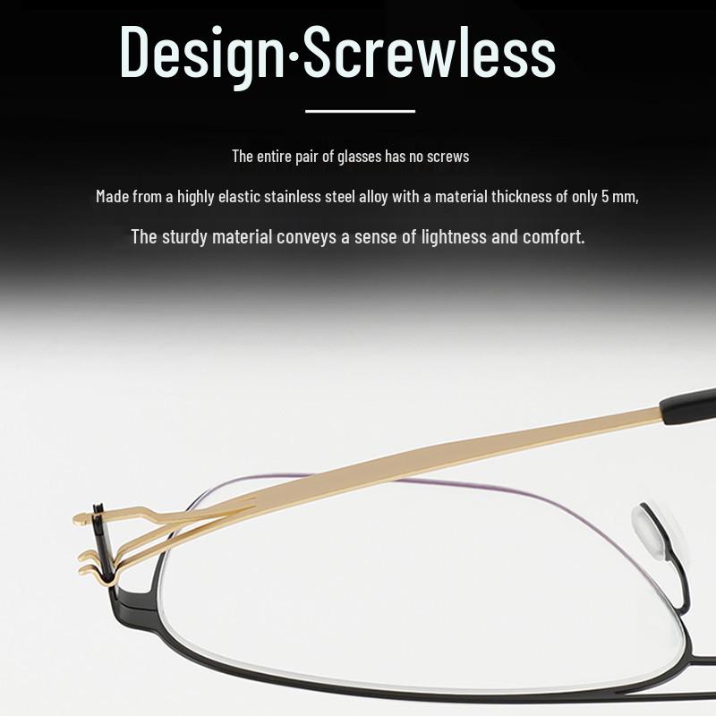 JanaM Square Frame Myopia Glasses: Trendy Metal Optical Eyewear for Men & Women, Slim Steel Design for Larger Faces
