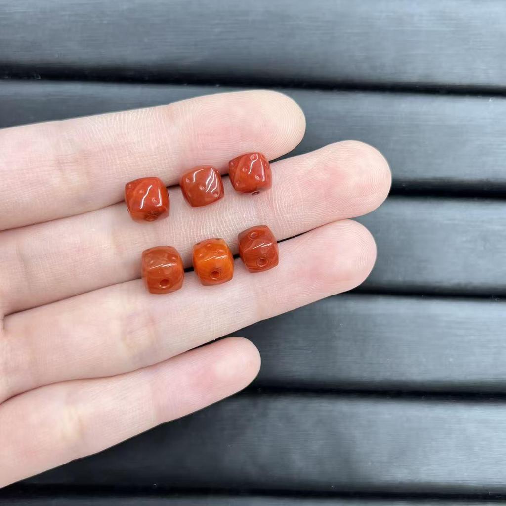Red Agate Nan Hong Lion & Nine-Tailed Fox Beads for DIY Bracelets