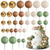 32PCS Boho Gold White Khaki Foam Balls for Cake Decorating DIY Wedding Birthday Party Cupcake Toppers Bridal Shower Decor