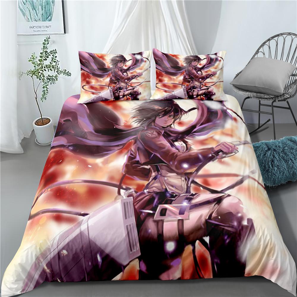 Moda Anime Attack on Titan Tessile per la Casa Federa 3D Biancheria da Letto Piumoni per Bambini Set Biancheria da Letto per Tessili per la Casa