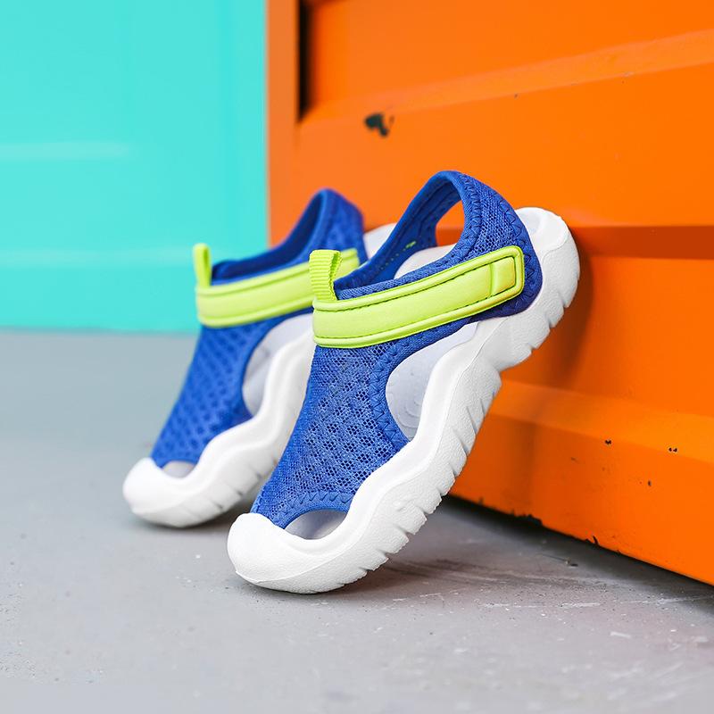 Αναπνεύσιμα Σανδάλια Πλέγμα για Παιδιά Κλειστή Μύτη Αντιολισθητική Μαλακή Σόλα Velcro Καθημερινά Παπούτσια για Αγόρια και Κορίτσια