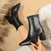 Vintage Pointed Toe Women Ankle Boots Shoes Autumn Winter Square Heels Short Booties  Mujer