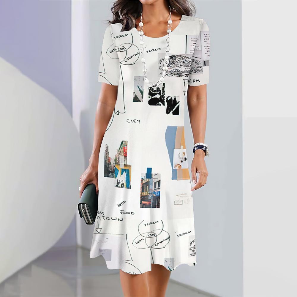 Damen Elegante Kleider Sommer Mittellanges Kleid