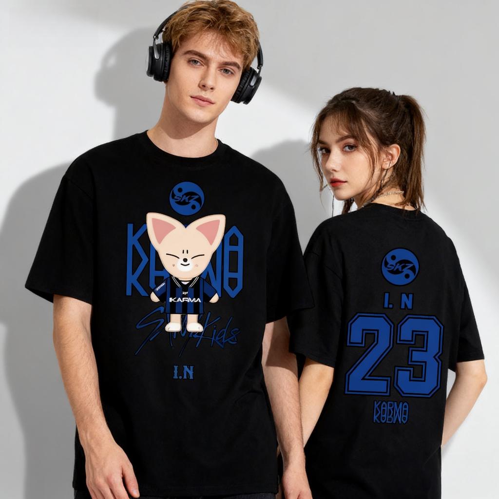 Summer KPOP KARMA HYUNJIN Cartoon Men's T-shirt Short Sleeve O-neck Casual Tshirts Clothes Women Fashion Clothing Daily Tees Top