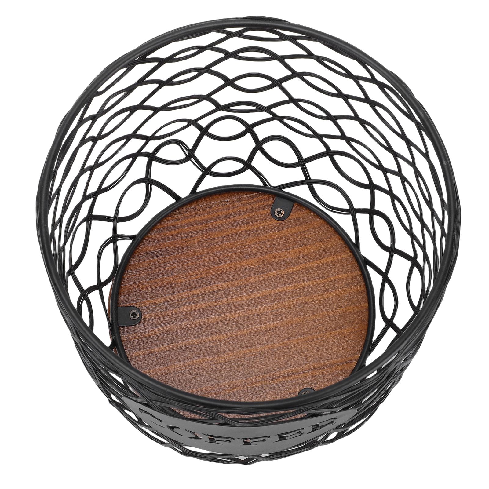 

Coffee Pod Holder Versatile Coffee Capsule Storage Basket with Wood Base for Teabags Sugar Packets