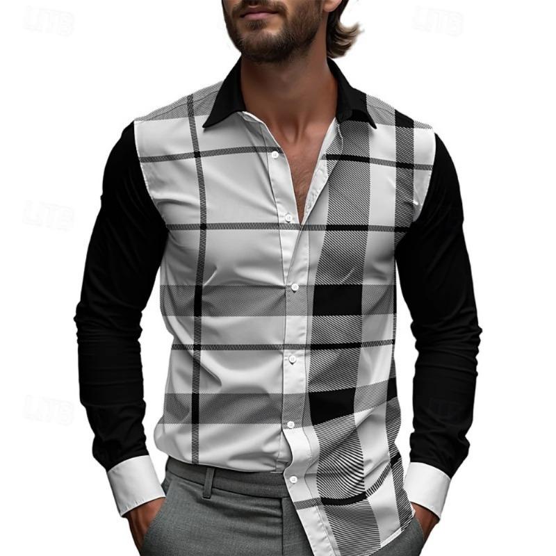 Men's Retro Print Shirt Long Sleeve Lapel Single-Breasted Autumn Casual Comfortable Streetwear