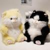 Soft Simulation Cat Plush Toys PP Cotton Gray Kitten Soft Dolls  Decorate Present