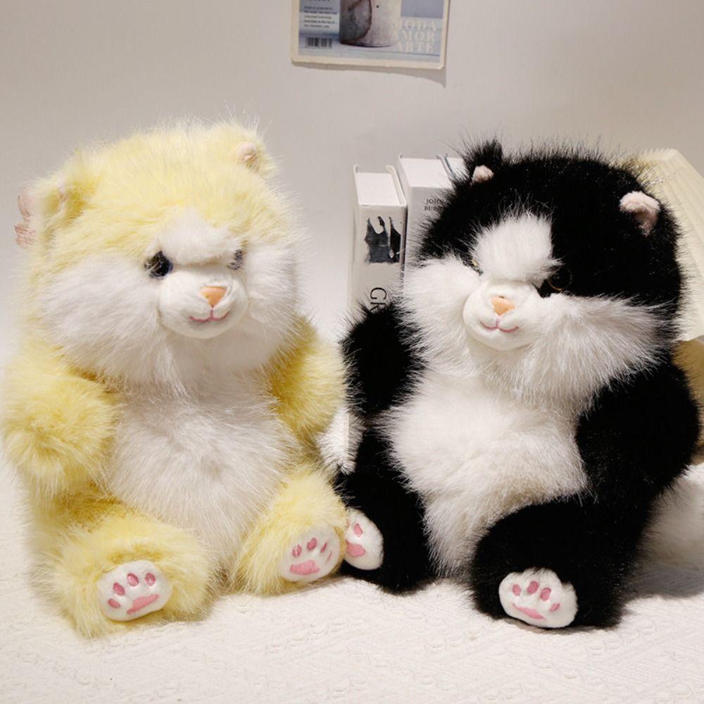 Soft Simulation Cat Plush Toys PP Cotton Gray Kitten Soft Dolls  Decorate Present