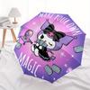 Kuromi Automatic Folding Umbrella-Simple 8-Rib Design, Bright Cartoon Pattern, Durable Iron Frame, Suitable For Travel, Outdoor, Beach-Cute
