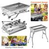 Outdoor Foldable Charcoal Grill Stainless Multi-Function BBQ Grill with Storage Basket Handle Free Assembly Camping Cooking Tool