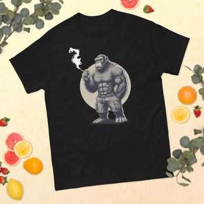 Strong Gorilla Wildlife Animals Gorillas Lover Classic Tee Vintage Comfortable Stretched Soft Versatile Streetwear
