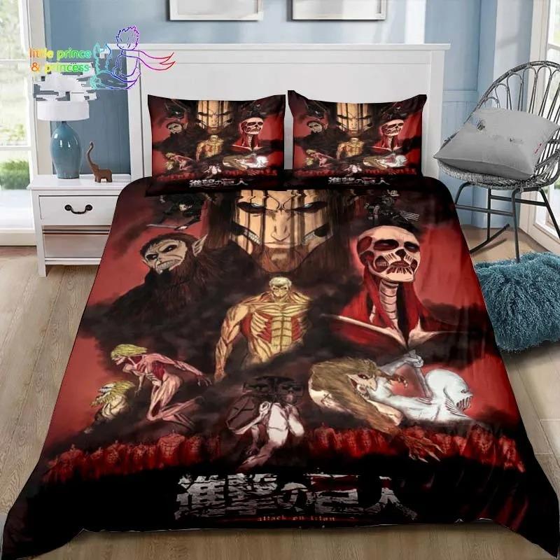 Anime Attack On Titan 3D Print Bedding Set Single Twin Full Queen King Size Bed Set Adult Kid Bedroom Bedding Gift