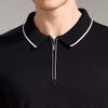 Antonio Men's Silk Linen Cotton Blend Business Casual Long Sleeve Polo Shirt