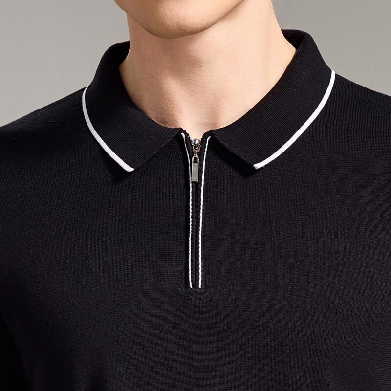 Antonio Men's Silk Linen Cotton Blend Business Casual Long Sleeve Polo Shirt