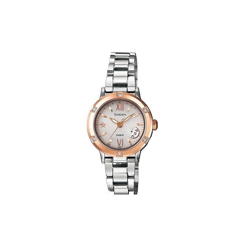 

Casio SHEEN 50 meters waterproof quartz movement stainless steel strap Japanese and Korean watch 29.827.57.8mm women s watch white SHW-1502GD-7ADR белый