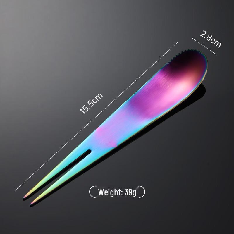 

Qianxing Iridescent Stainless Steel Dual-Use Fruit Fork Spoon Set