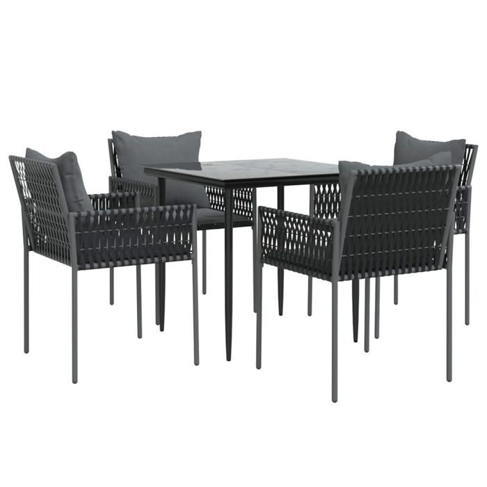 VidaXL Garden Dining Set 5 Pcs Cushions Wicker Steel, Dining Set, Outdoor Dining Set, 3187052