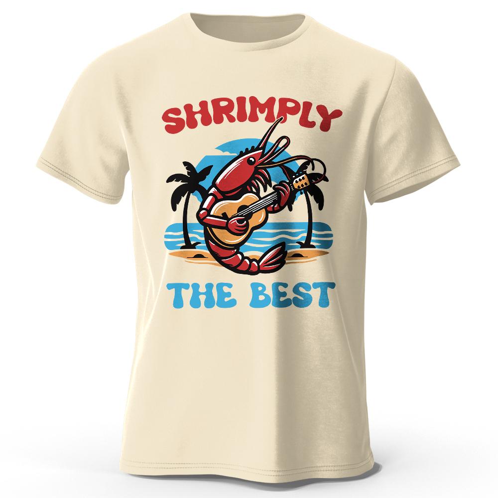 Men s Shrimply The Best Printed T Shirt Cotton Oversized Punny Graphic Tees for Women Summer Tops Nautical Streetwear XXXL