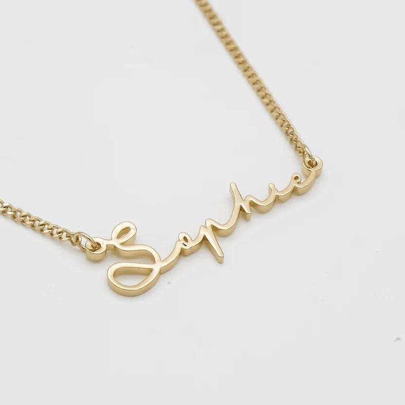 Customized Fashion Stainless Steel Name Necklace Personalized Letter Gold Color Choker Necklace Pendant Jewelry Dropshipping