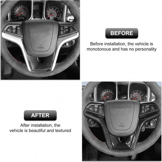 RT-TCZ Lenkrad-Zierblenden-Dekorationsring-Kit Innenraumzubehör für 2012 2013 2014 2015 Chevrolet Camaro, 3 Stück (Kohlefaserstruktur)