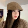 Autumn and winter hat women's retro versatile corduroy forward hat high-end newsboy hat warm beret