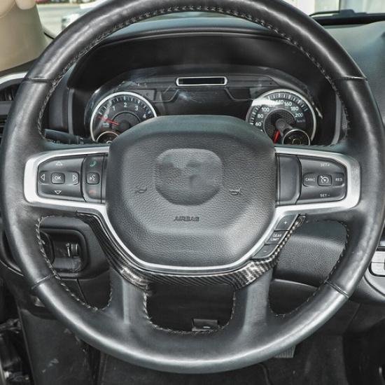 Steering Wheel U Cover Trim Decor Frame For Dodge Ram 1500 2018+ Carbon Fiber