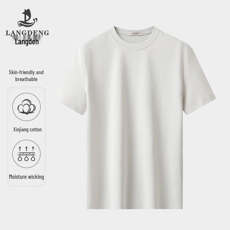 Langdeng Men s 2025 Summer Long-Staple Cotton Stretch T-Shirt XL