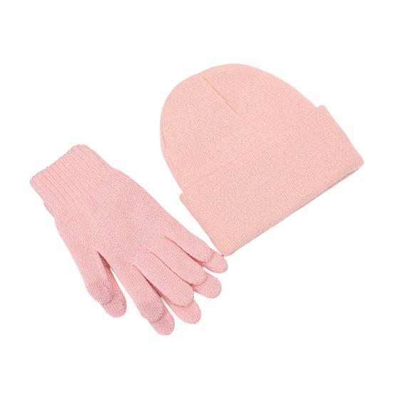 Winter Warm Knitted Gloves And Hat Set for Men And Women Soft Skull Cap And Touch Screen Gloves Set for Cold Weather