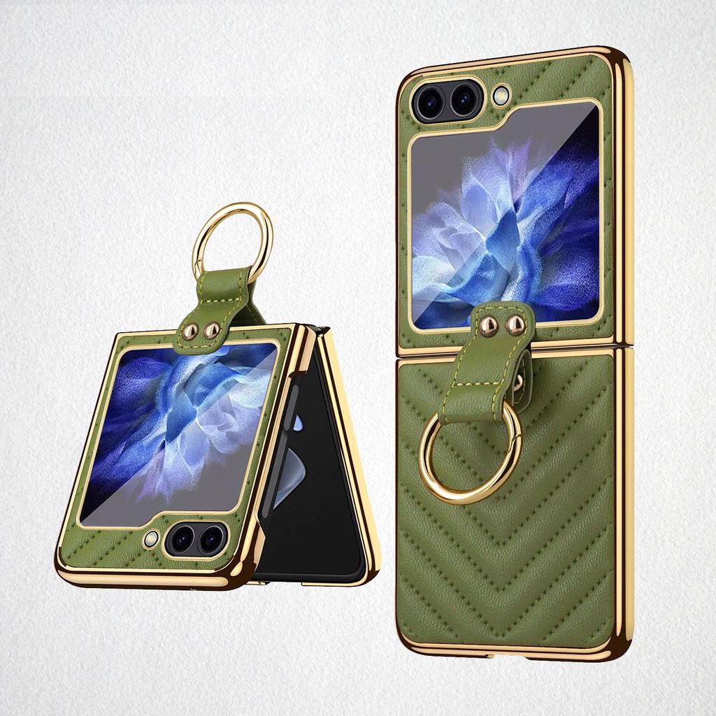 Luxuriöse galvanisierte Handyhülle für Frauen und Mädchen mit Displayschutzfolie und Ring für Samsung Galaxy Z Flip 6 5 4 3 Hülle
