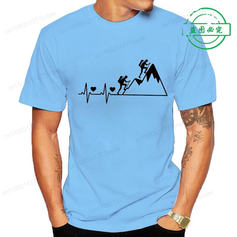 

Футболка с принтом «Сердцебиение туриста», для восхождения в горы, для женщин и мужчин, модный стильный унисекс топ, мужская одежда, футболка с коротким рукавом 4XL