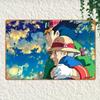 Vintage AnimeInspired Metal Aluminum Sign Rustic Wall Art with Blue Green Characters Waterproof Dustproof for Home Ca