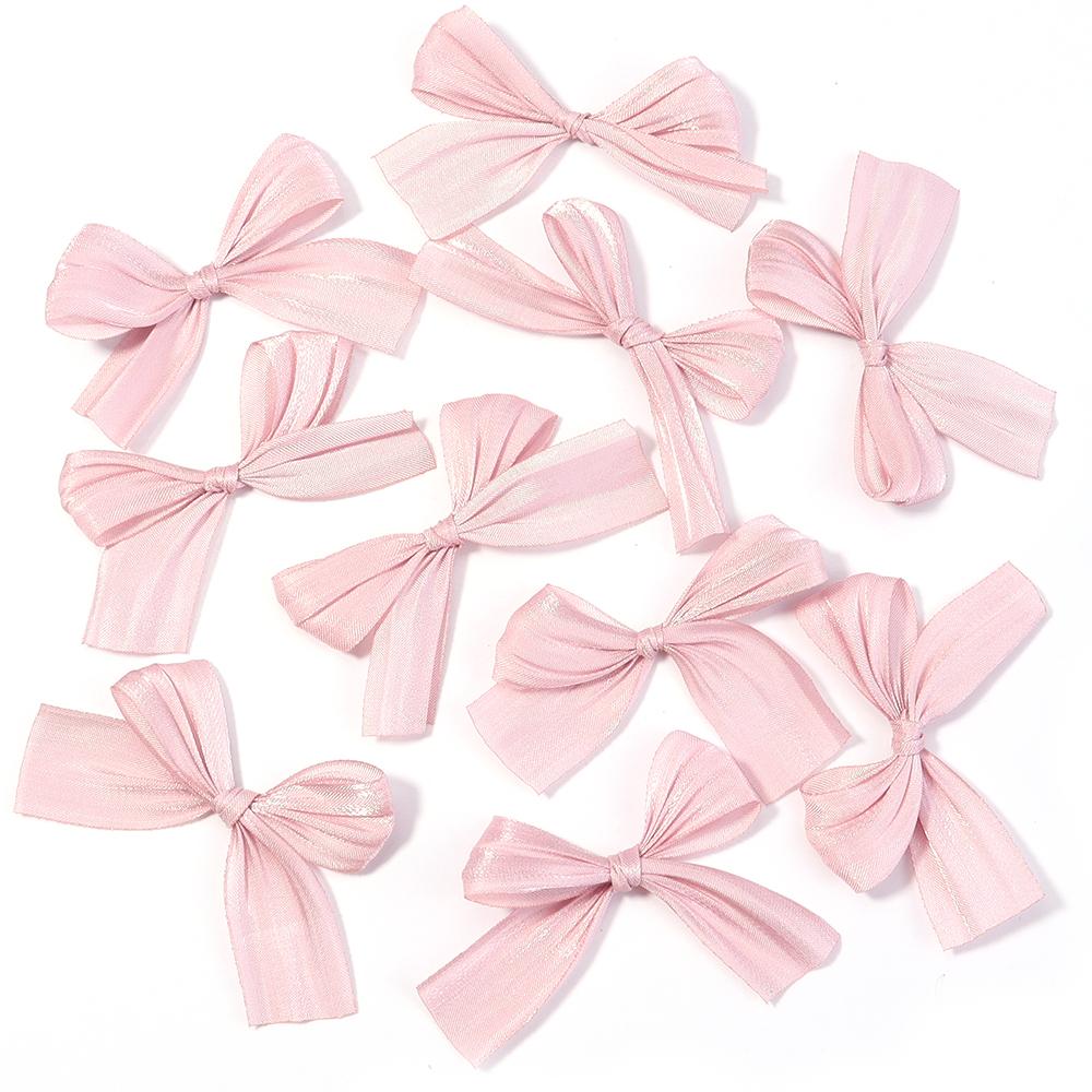 10pcs 4x5.5cm Pearlescent Satin Ribbon Bows Colorful Pleated Bowknots For DIY Wedding Party Clothing Headwear Gifts Decoration