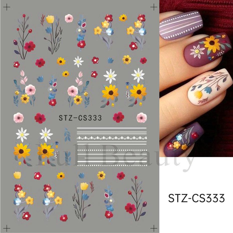 Nail Art Sticker Autumn And Winter Lace Sweater Flower Small Flower Branch Small Fresh Adhesive Nail Sticker