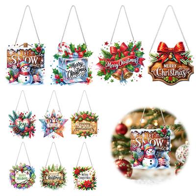 Xmas Theme 2D/Flat DIY Rhinestone Diamond Art Window Pendants Special Shape Diamond Art Pendant Home Wall Decoration Crafts