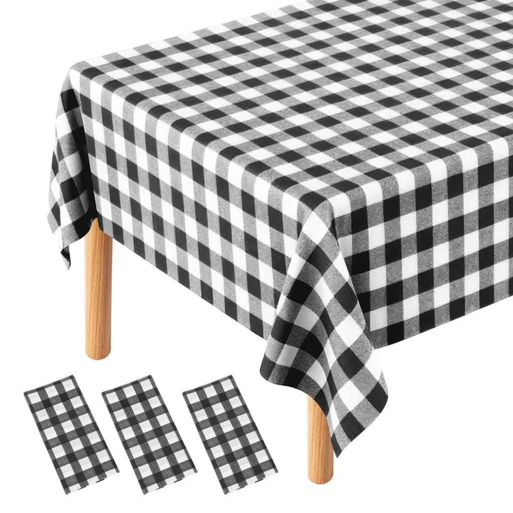 3pcs Gingham Table Cloths 54 X 108" Rectangle Plastic Tablecloth Waterproof Table Cover for Dining Birthday Party Kitchen Picnic