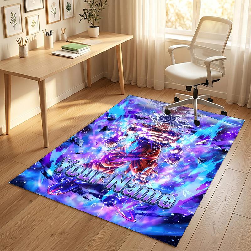 Personalized Crystal Velvet Carpet,Dragon Ball Custom Printed Name, Plush Area Rug For Home Indoor Decor