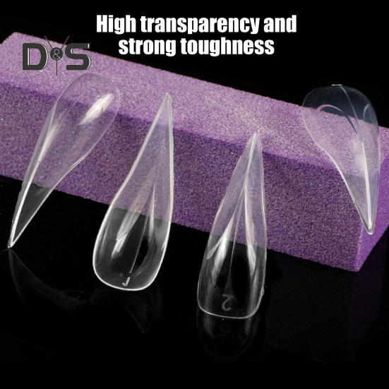 140 Pcs Stiletto Fake Nails Press On Clear Fake Fingernails Nail Extension False Nails Pre-shape Nail Tips for Full Cover Nail Art DIY Salon