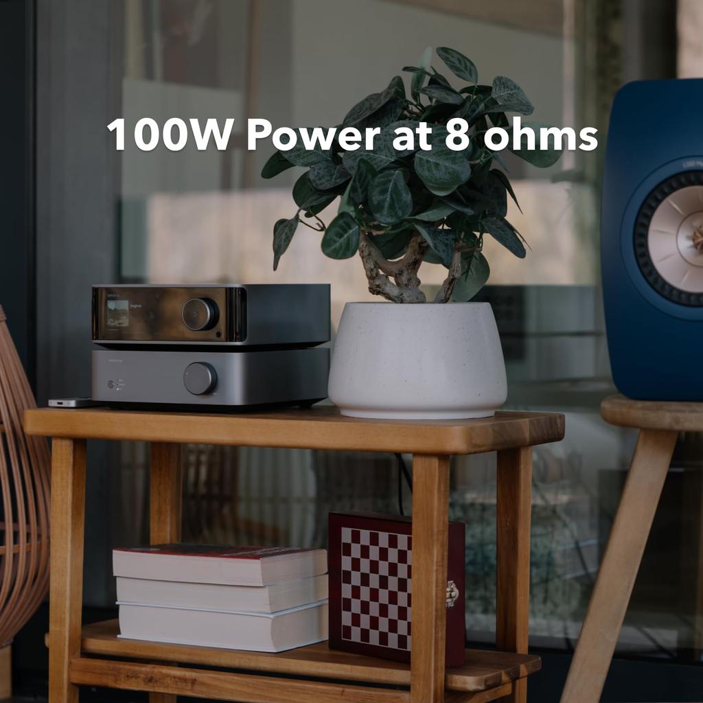 WiiM Vibelink Amp 100W Power Amplifier ESS 9039Q2M DAC TI TPA3255 Compatible with WiiM Digital Inputs Silver [Direct Import] & Mini/Pro/Pro