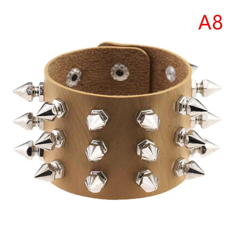 1pc PU Leather Punk Spike Rivet Bracelet - Retro Rock Adjustable Cuff Wristband Wrap