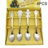 Set da 4 Pezzi Cucchiaio di Acciaio Inossidabile di Natale Moda Cartone Animato Cucchiaino da Caffè ( Senza scatola )