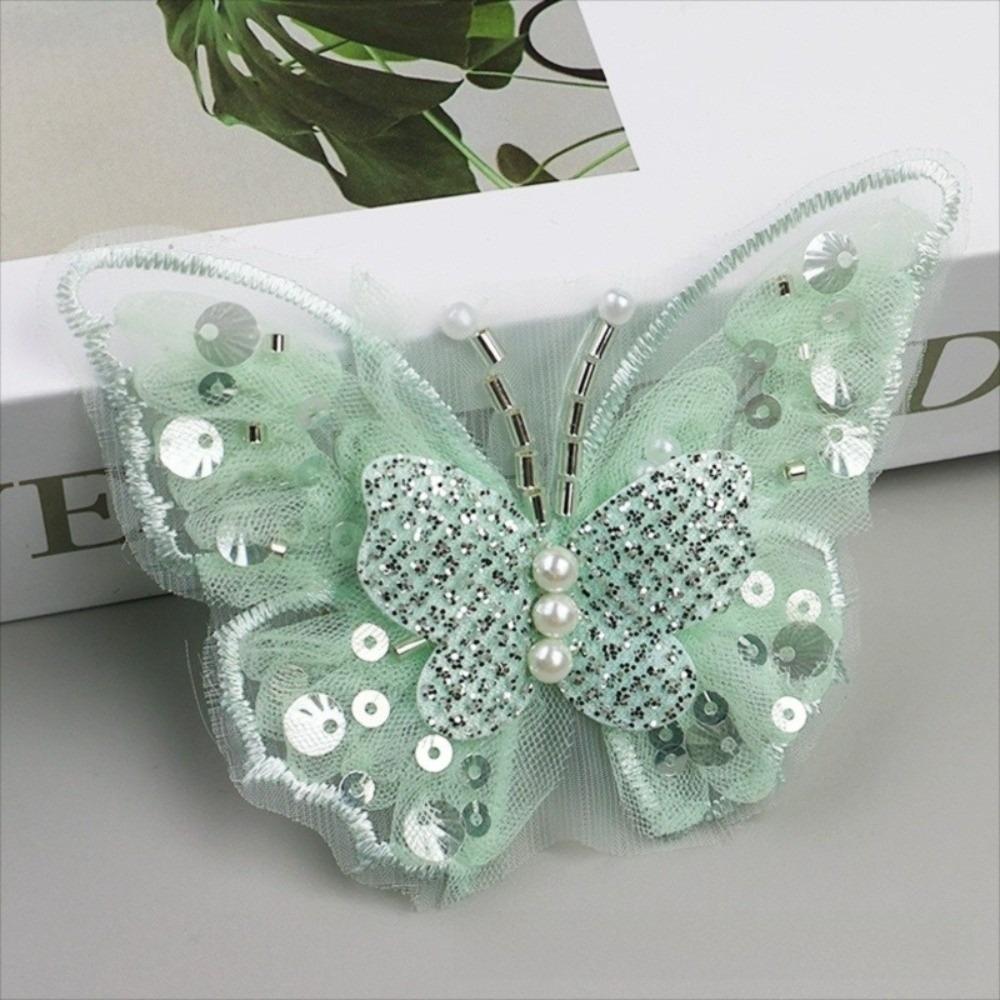 Double-Layered Sequins Butterfly Applique Hand-Sewn Lustrous DIY Clothes Embellishment Mesh Sequins Fluttering Moth