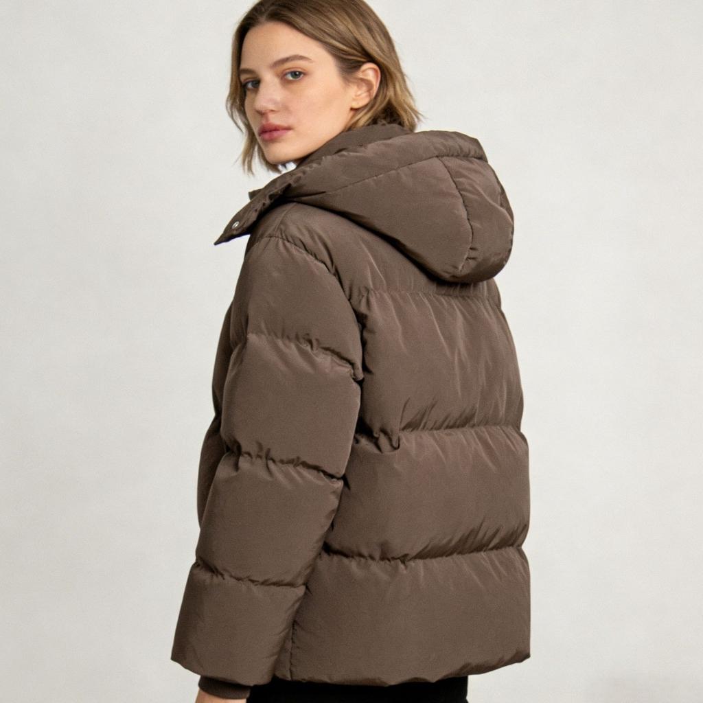 Winter New Solid Color Hooded Loose Cotton Puffer Jacket For Women, Casual Warm Thick Padded Coat For European American Style