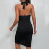 Summer women's irregular hip skirt backless solid color dress