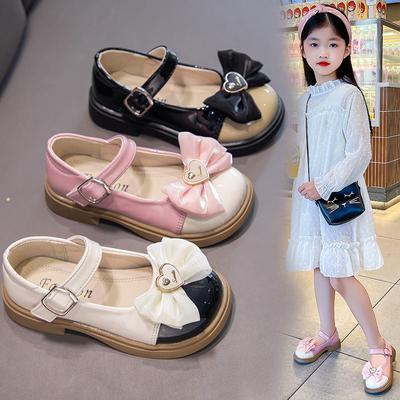 Children's Leather Shoes Girls Student Dance Shoes Bow Girls Princess Shoes